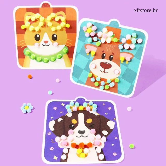 Crianças Presente PomPom Artesanato Conjunto Engraçado Fácil Diy Suprimentos Para