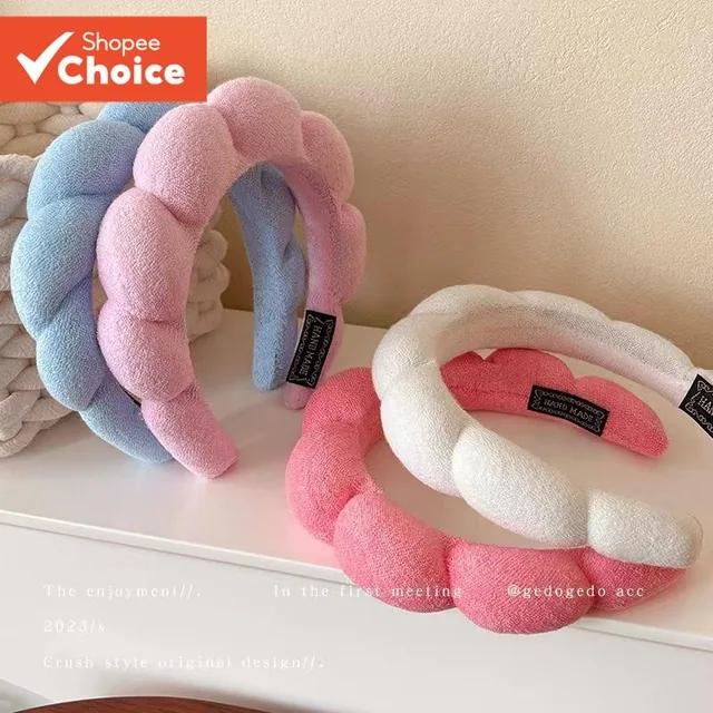 Simples Nuvem Faixa De Cabelo Moda Coreana Doce Cor Bandana Perfeita Para Lavar O Rosto Mulher