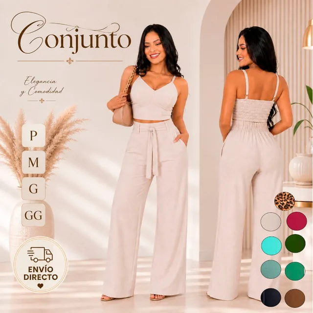 Conjunto Duna Bege Areia: Cropped Elegante e Calça Pantalona para um Look Sofisticado e Atual