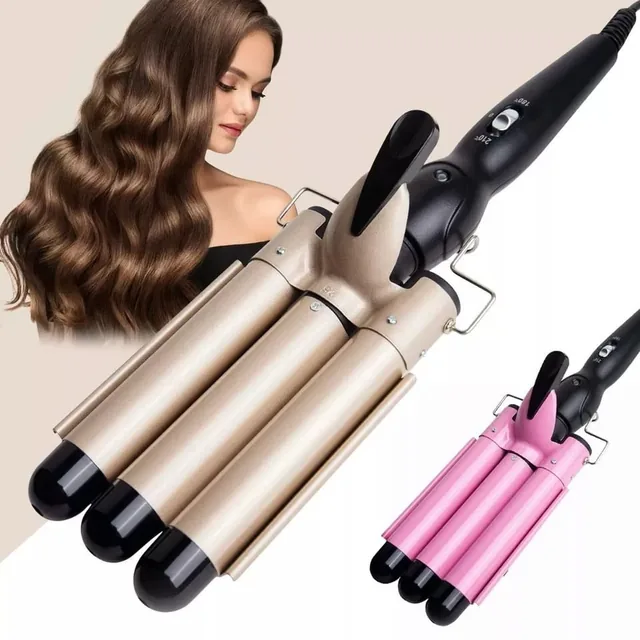 Chapinha  Triondas Ondulador Formador Triplo 22mm Modelador de Cachos Onda Cabelo Cerâmica Para Longo E Curto 200°C
