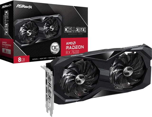 Placa de Vídeo ASRock Radeon RX 7600 Challenger OC, 8GB, GDDR6, 128-Bit, FSR, Ray Tracing, Preto