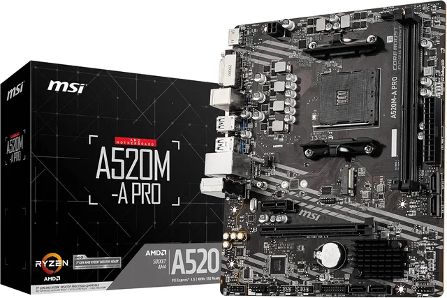 Amazon - Placa Mãe MSI A520M-A PRO (AM4/2xDDR4/HDMI/DVI-D/M.2/USB 3.2)